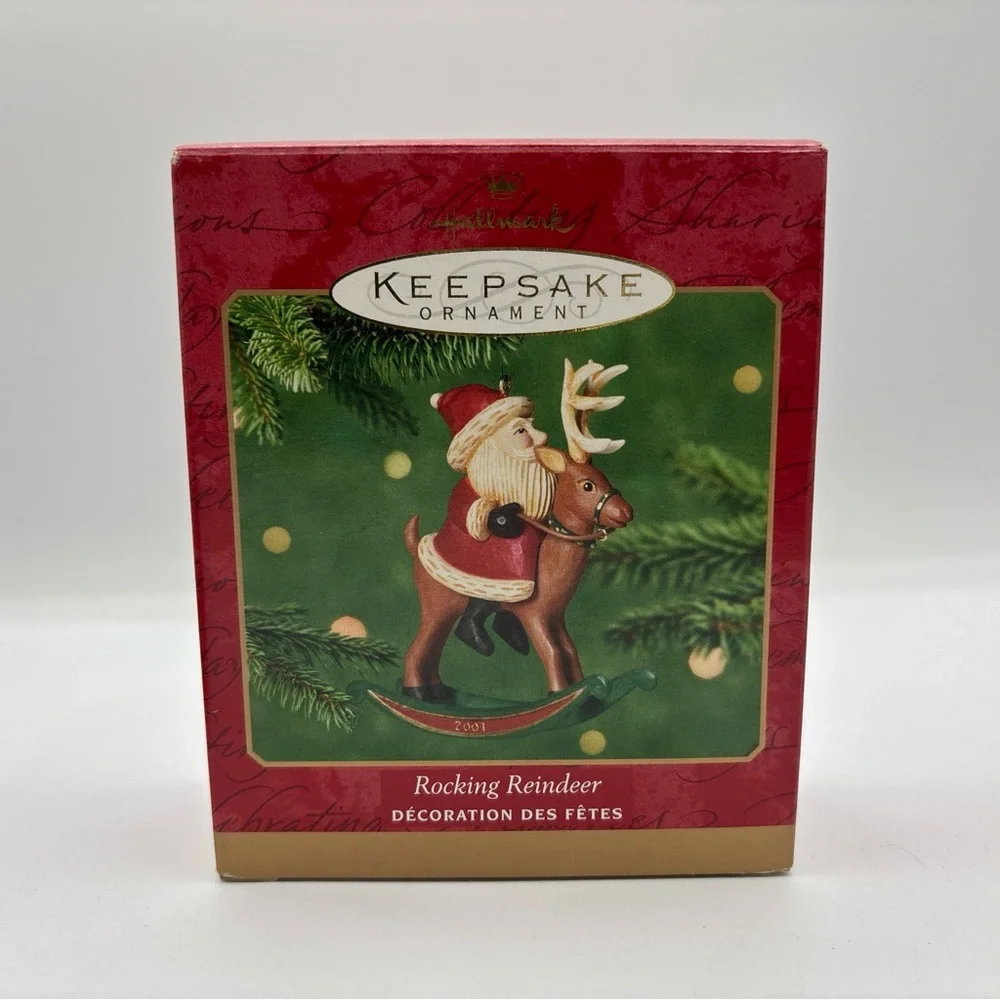 Hallmark Keepsake Ornament Dated 2001 Vintage Rocking Reindeer Handcrafted